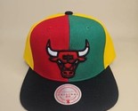 MITCHELL &amp; NESS NBA Pinwheel CHICAGO BULLS Men’s Snapback Hat Red/Green/... - £20.91 GBP