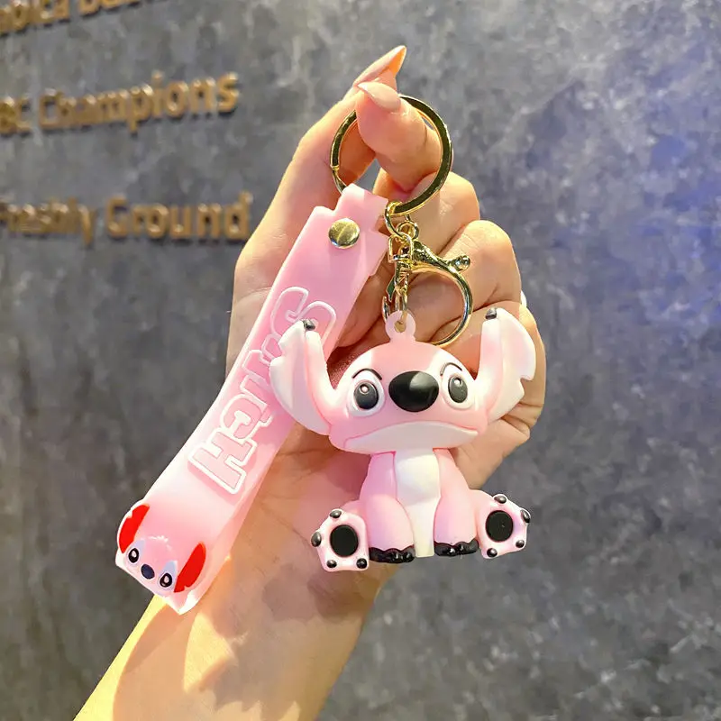 New Stitch Angel Figures Keychain Couple Pvc Doll Charm Keyring Cartoon ... - $2.71 CAD