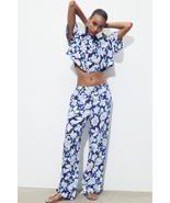 NWT ZARA SOLDOUT BLUE/WHITE SUMMER LIGHT WEIGHT PRINT PANTS M - $61.73 CAD