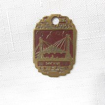 1934 Chicago Worlds Fair Souvenir Metal Token Keyring Keychain Skyride Vintage - £39.61 GBP