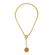 AENPunk Coin Chain Necklace for Women Girl Gold Color Choker Hip Hop Long Pendan - £12.70 GBP