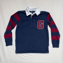 GAP Rugby Polo Shirt Boys Small Preppy Red Blue Striped Long Sleeve Top ... - $14.85