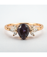 Pear Shape Alexandrite Eternity Engagement Ring Memorial Ring Unique Ring - $250.00+