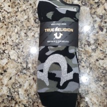 TRUE RELIGION MEN&#39;S BLACK GRAY SILVER CAMOUFLAGE CASUAL/DRESS SOCKS 3 PA... - €12,78 EUR