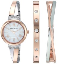 Anne Klein Women&#39;s Bangle Watch and Bracelet Set Premium Crystal Accented - £67.84 GBP