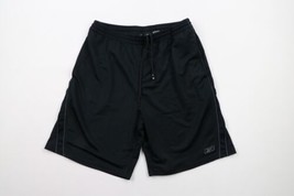 Vintage Reebok Mens Large Classic Logo Striped Mesh Above Knee Shorts Black - $39.55