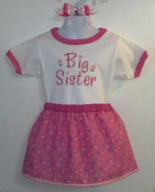 Embroidered Toddler T-Shirt, Skirt &amp; Barrette - Big Sister - Size 3T - £17.26 GBP