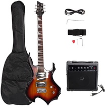 Glarry Flame Shaped Electric Guitar with 20W Electric Guitar Sound HSH Guitar - £157.31 GBP