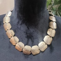 Womens Fashion Bronze Tone Curved Round Panel Choker Necklace w/ Lobster Clasp - £20.57 GBP