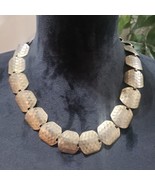 Womens Fashion Bronze Tone Curved Round Panel Choker Necklace w/ Lobster... - £20.39 GBP