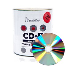 100 Pack Smartbuy 52X CD-R 700MB 80Min Shiny Silver Blank Media Recordable Disc - $21.49