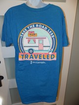 Love &amp; Pineapples  &quot;TAKE THE ROAD LESS TRAVELED&quot; Blue SS T-Shirt Size L ... - $262.29 MXN
