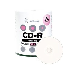 100 Pack Smartbuy 52X CD-R 700MB 80Min White Top Blank Media Recordable Disc - $21.99
