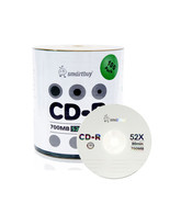 100 Pack Smartbuy 52X CD-R 700MB 80Min Logo Top Blank Media Recordable Disc - £17.39 GBP