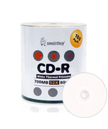 100 Pack Smartbuy 52X CD-R 700MB 80Min White Thermal Printable Blank Rec... - £19.76 GBP