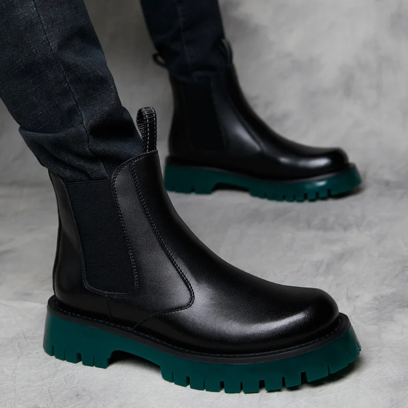 British style men  party nightclub wear chelsea boots black tide platform shoes  - £302.39 GBP
