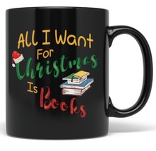 PixiDoodle Christmas Book Lover Coffee Mug - Reading Christmas Books (11 oz, Bla - £20.70 GBP+