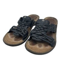 UGG KEALA Black Leather Slides Sandals 1006539 Womens Sz 6 - £23.98 GBP