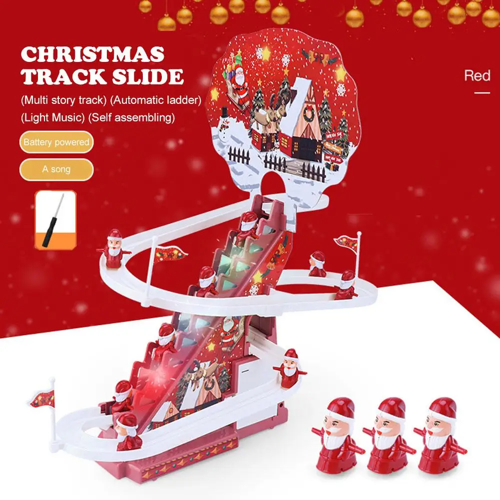 Santa Claus Electronic Climbing Stairs Track Toy Fully Track Automatic Lights - £19.86 GBP