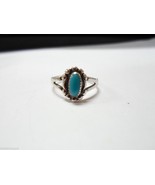Native American 925 Sterling Silver Turquoise Ring Sz 6.5 Cute Bell Trad... - $41.13 CAD