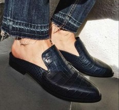 New Handmade Navy Blue Crocodile Leather Stylish Half Shoes for Men&#39;s - £115.07 GBP