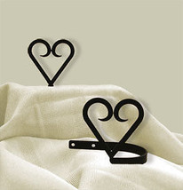 Wrought Iron Curtain Tie Backs Pair Of 2 Heart Silhouette Window Treatments - £19.32 GBP