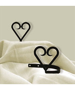 Wrought Iron Curtain Tie Backs Pair Of 2 Heart Silhouette Window Treatments - £19.32 GBP