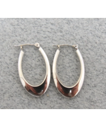 14k Hoop Earrings White Gold Pierced JCM Bolivia 1&quot; High  Smooth Shiny 1... - $2,445.99 MXN