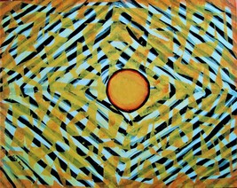 Painting Spider Web Original Signed Collectible Art Abstract Modernism Sun - $39.81