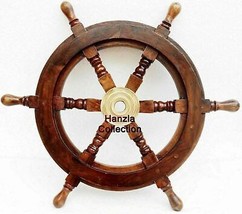 Nautical Wall Décor18&quot; Boat Wooden Ship Wheel Steering Ship Wheel  - £70.78 GBP