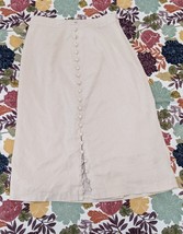 Madewell Button Slit Midi Skirt Linen Blend Lined Size 0 Cream - £43.51 GBP