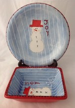 Atico Snowman Joy Cookie Plate and Rectangular Serving Bowl for Christma... - $19.95