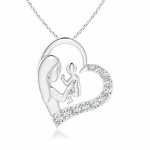 Authenticity Guarantee 
ANGARA Diamond Heart Mother &amp; Baby Pendant Necklace i... - £547.52 GBP