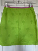 Lilly Pulitzer Vintage White Label Mini Skirt Lime Green All Over Palm Trees 8 - £19.63 GBP