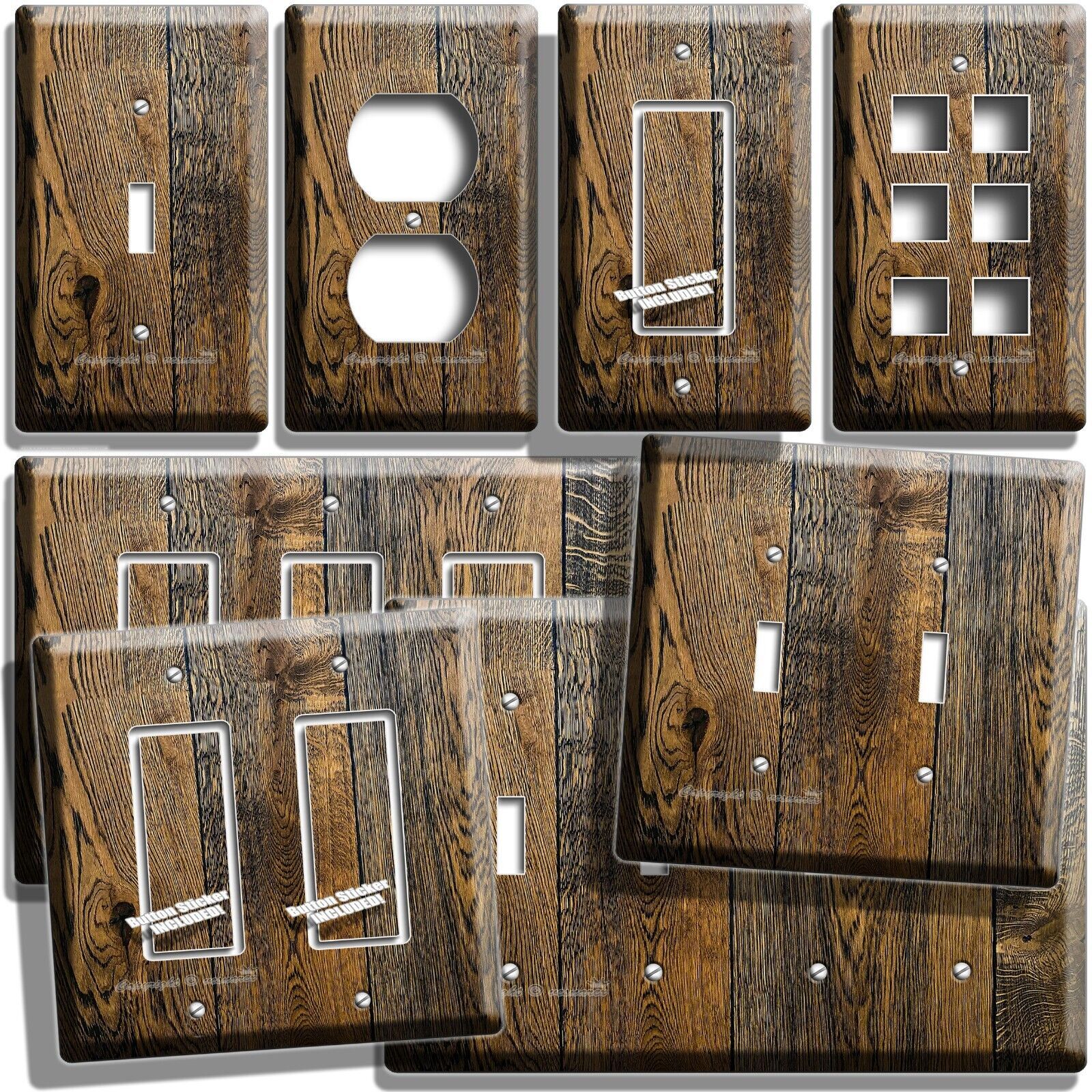 RUSTIC ANTIQUE OLD WOOD STYLE LIGHT SWITCH OUTLET WALL PLATES COUNTRY HOME DECOR