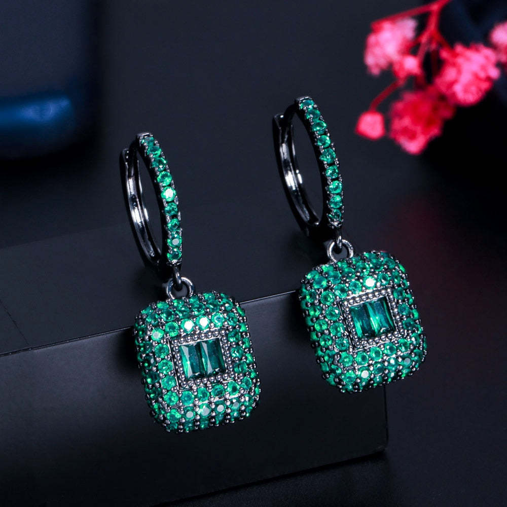 Primary image for Luxury Red Green Color Rectangle Earrings