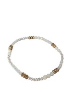 White Pearlized Seedbead Metal Anklet Beachcore Women&#39;s Costume Jewelry - $19.80