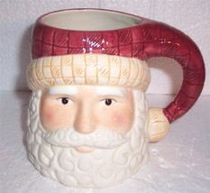 Tis The Season Santa Face Handcrafted &amp; Painted Ceramic Tavern Mug by CIC - £25.38 GBP