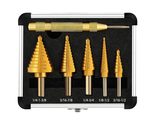 Step Drill Bit Set 5-Piece Titanium-Coated with Automatic Center Punch - $33.74