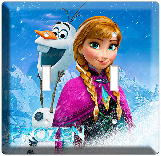 DISNEY FROZEN ANNA OLAF DOUBLE LIGHT SWITCH PLATE CHILDREN'S GIRLS ROOM BEDROOM