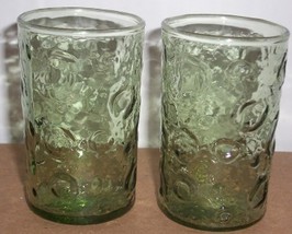 VINTAGE (2) MINI ANCHOR HOCKING OLIVE GREEN GLASSES - $23.99