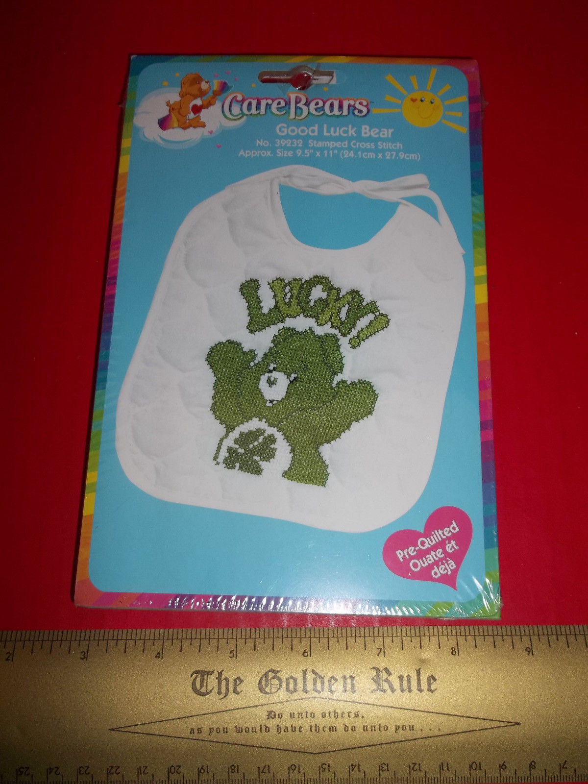 Care Bears Craft Kit Baby Pre-Quilted Good Luck Stamped Cross Stitch Bib Art Set - $18.99