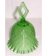 VINTAGE FENTON GREEN FRILL DESIGNED GLASS BELL ART - $41.99