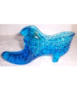 VINTAGE FENTON TURQUOISE HOBNAIL MINIATURE GLASS SHOE - $60.00