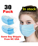 30 PCS Face Mask Disposable 3-Ply Earloop Mouth Cover With Box - £11.72 GBP