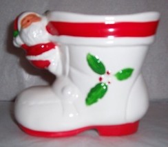 Vintage Lefton Santa&#39;s Christmas White Cobbler Boot - £22.77 GBP