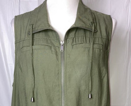 Army Style Safari Zipper Vest Sz X Green Pockets Lightweight Collared CJ... - £11.47 GBP