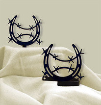 Wrought Iron Curtain Tie Backs Pair Of 2 Horseshoe Horse Barbed Wire Home Decor - £19.01 GBP