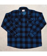 Wrangler Blue/Black Plaid Fleece Flannel Button Shirt Shacket - Size XL - $22.95