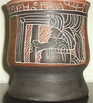 Vintage Armando de Mexico Large Native Aztec Indian Matte Pottery Vase - $347.64
